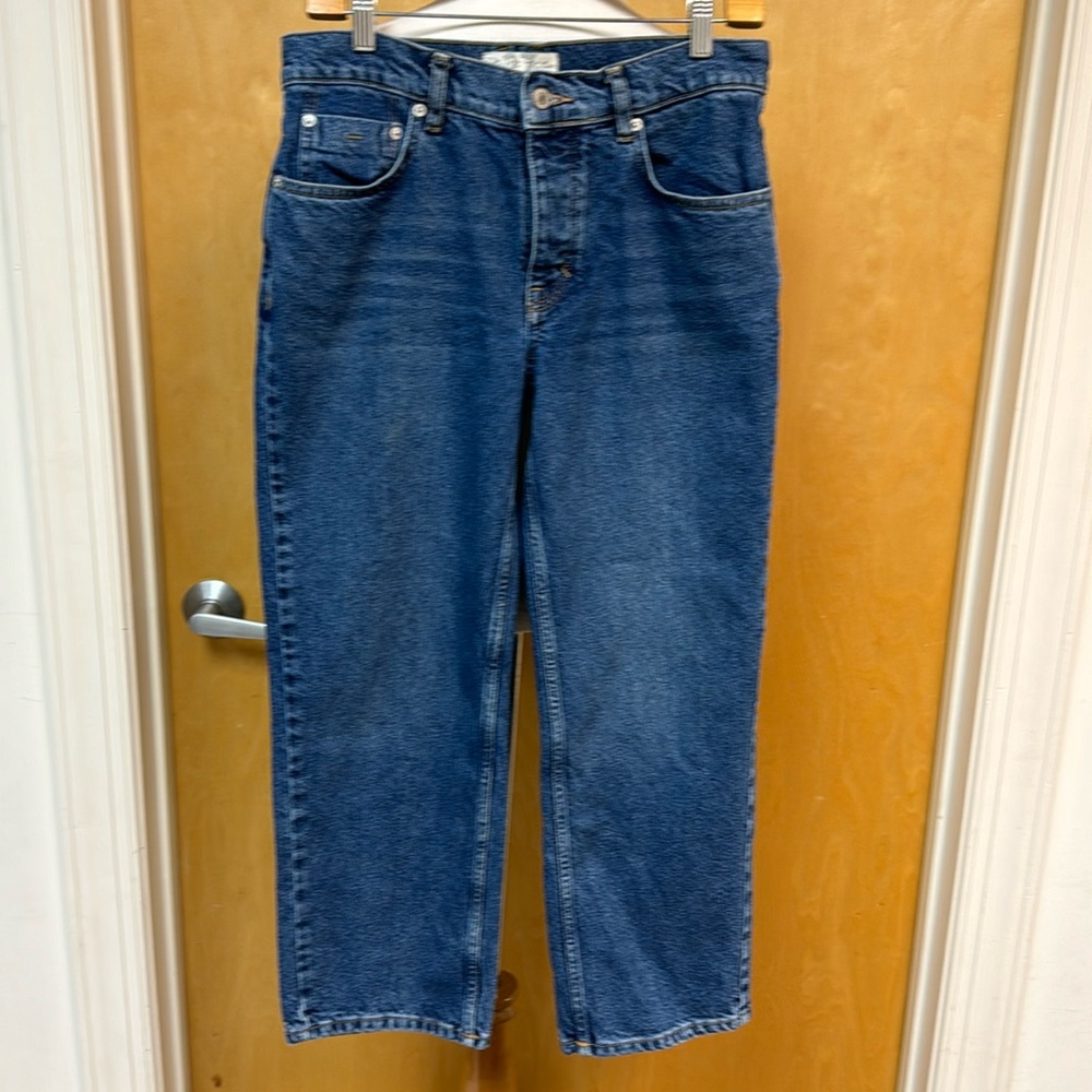 We The Free  Free People wide leg Cropped Blue Jeans
